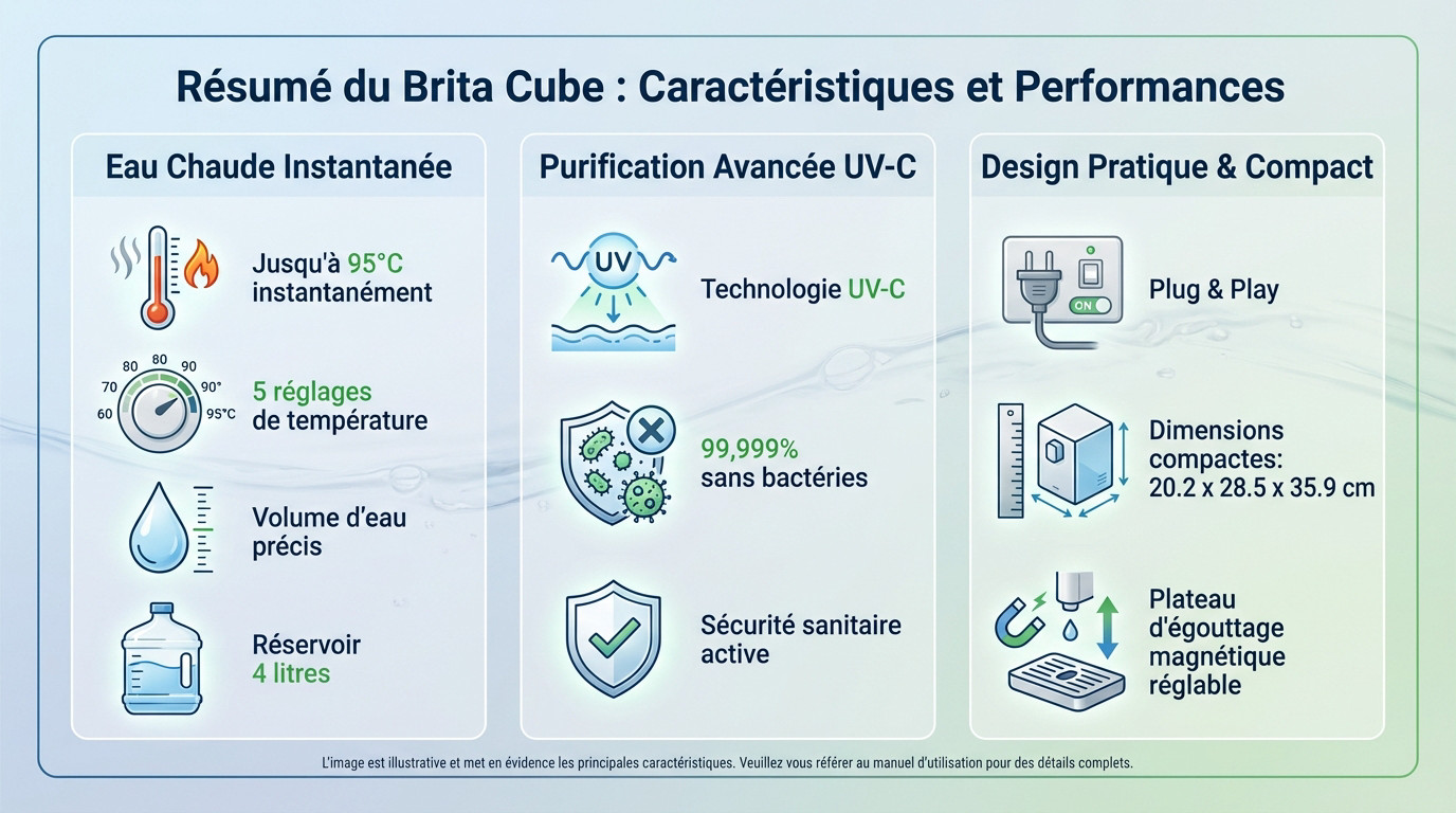 Brita Cube caractéristiques clés chauffage et filtration