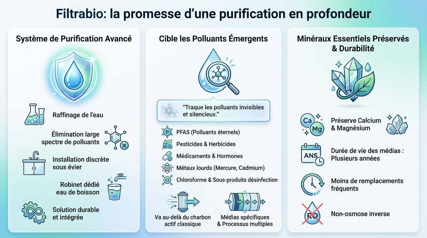 Système de purification d'eau sous évier Filtrabio pour une eau saine