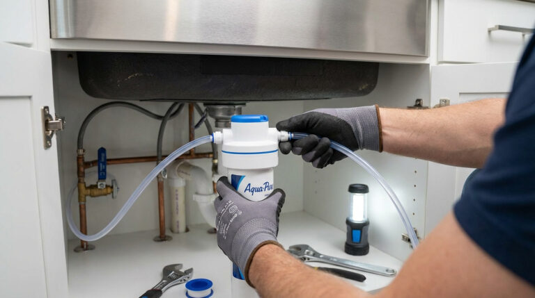 installation filtre sous evier