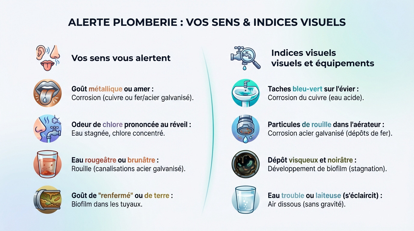 Examen visuel d'un verre d'eau du robinet trouble signalant un problème de canalisation
