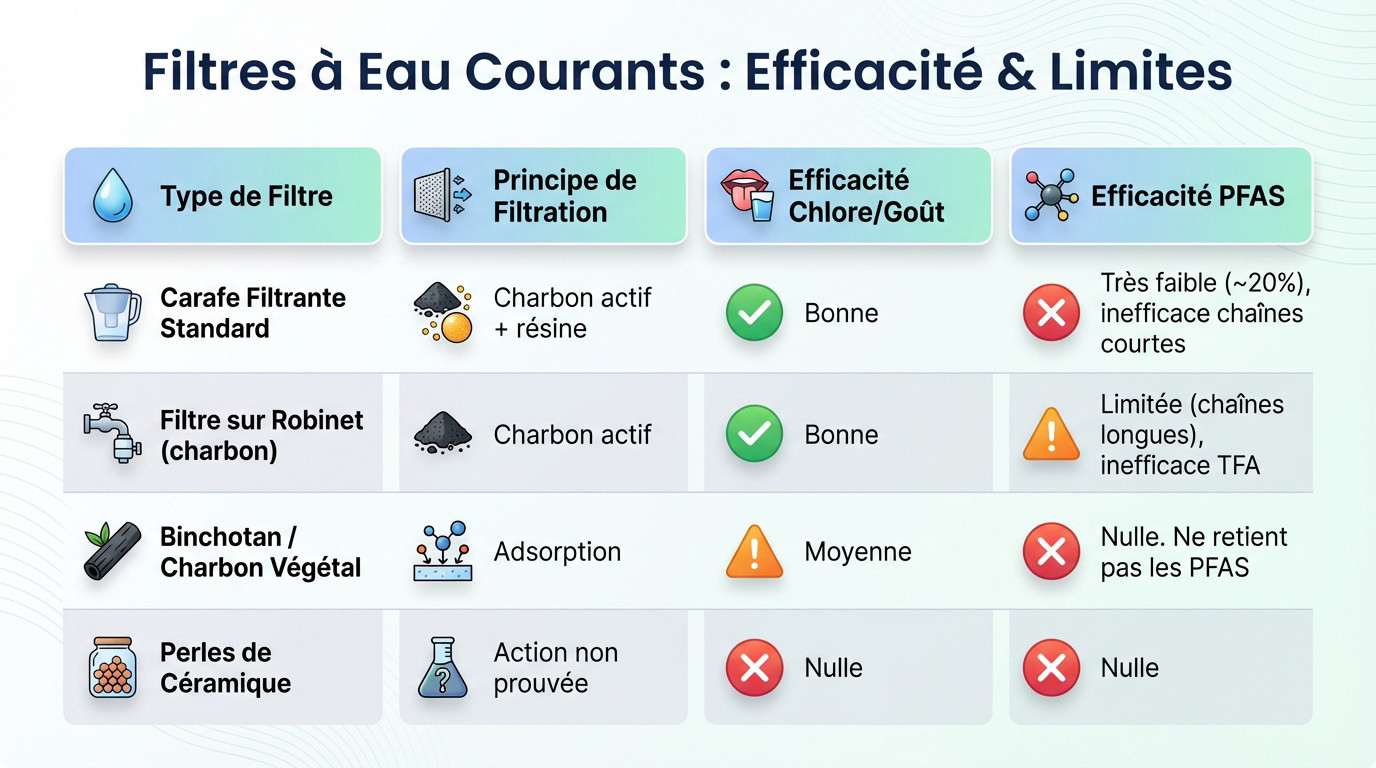Comparaison de l'efficacité des filtres à eau domestiques face aux polluants microscopiques