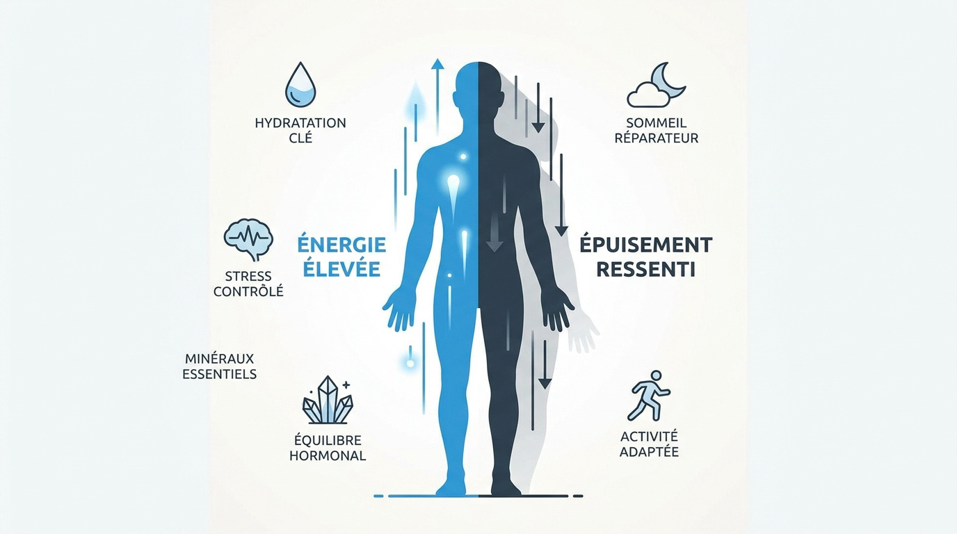 Représentation de la dualité entre vitalité et fatigue lors d'un jeûne hydrique