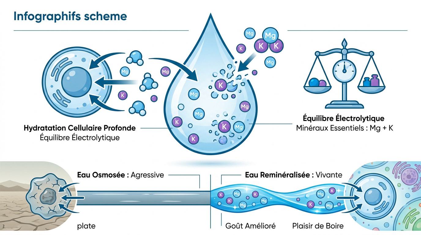 Système de reminéralisation d'eau osmosée avec cartouches de minéraux