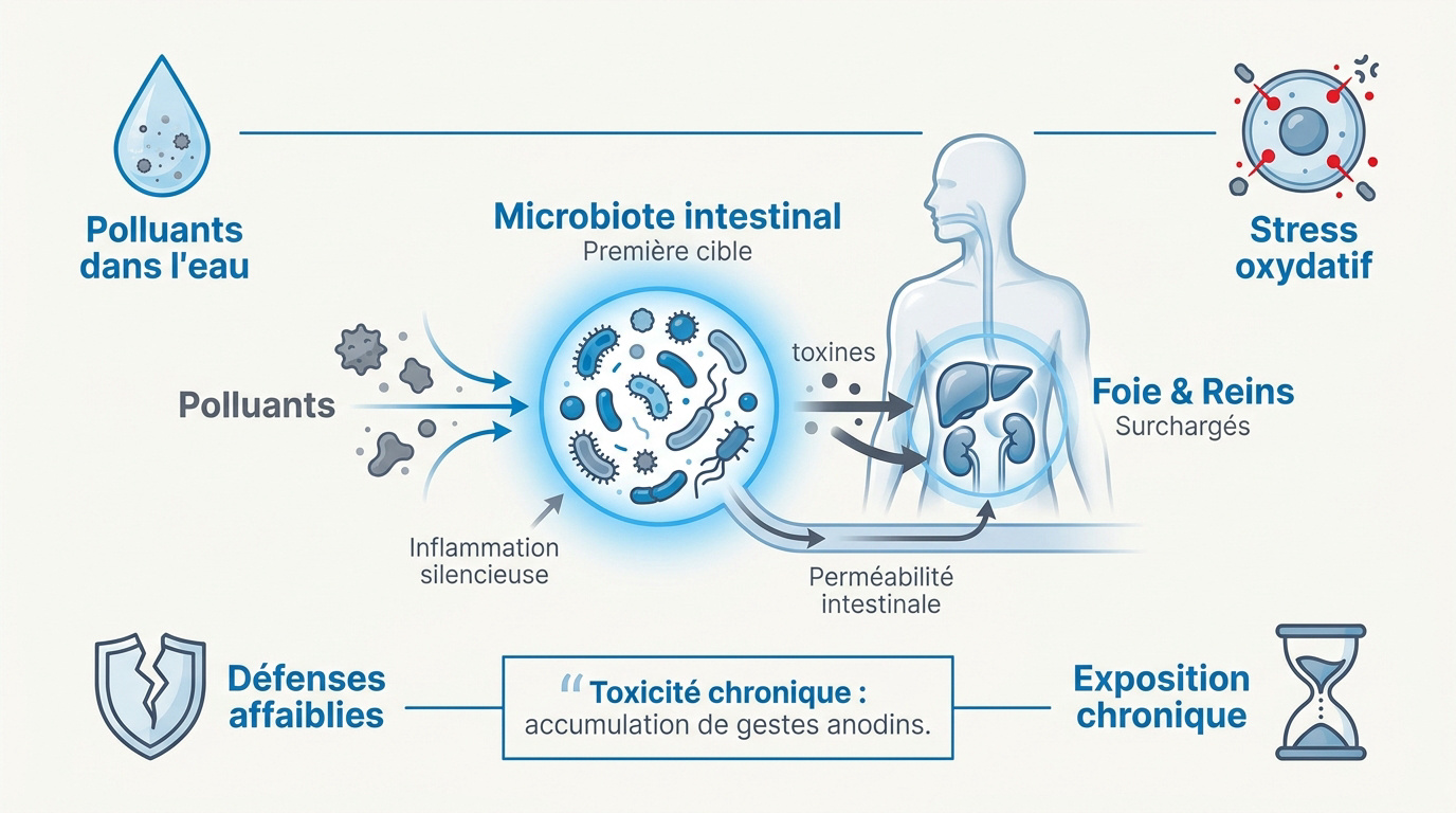 Illustration des effets de la toxicité chronique sur les organes du corps humain