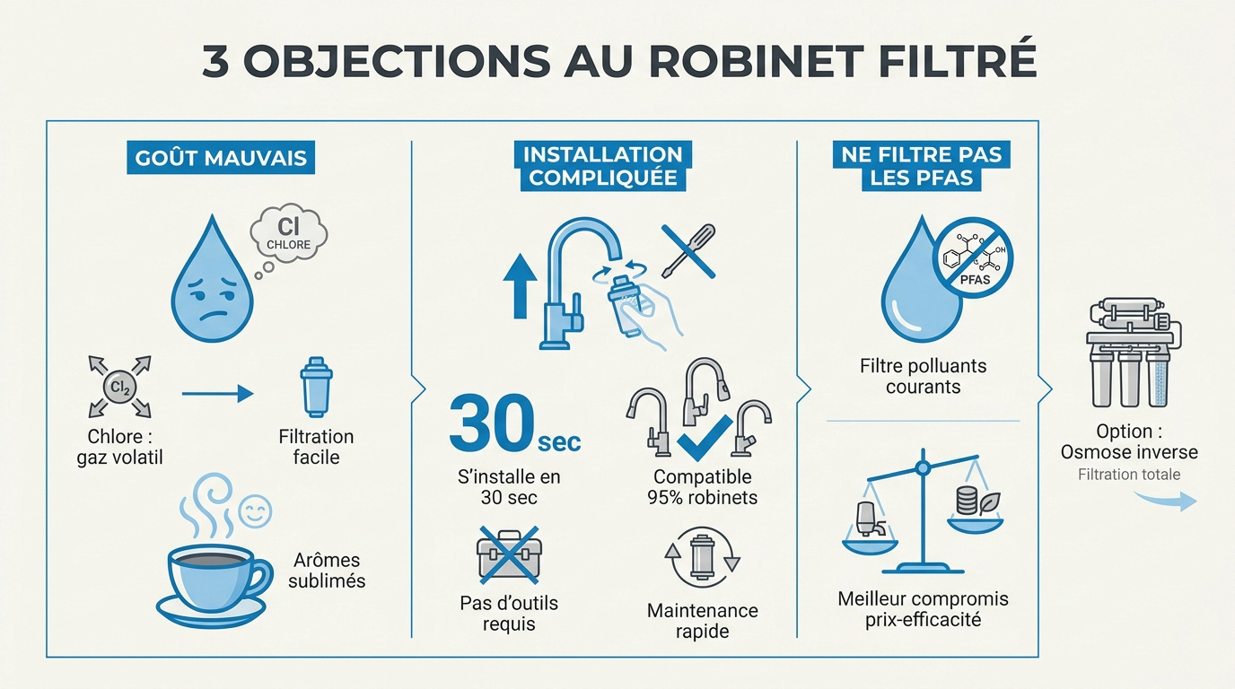 Comparaison entre eau en bouteille et eau du robinet filtrée