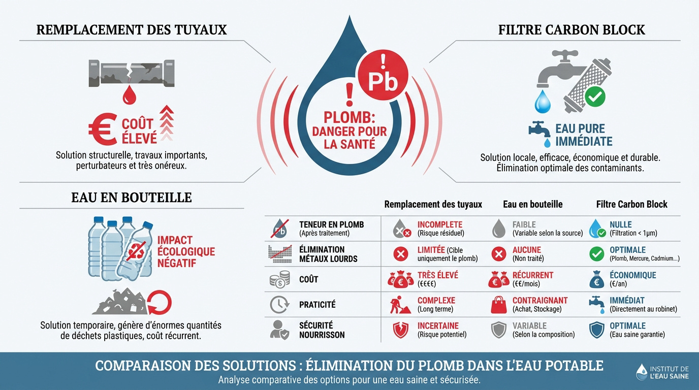 Comparaison des solutions pour éliminer le plomb dans l'eau potable