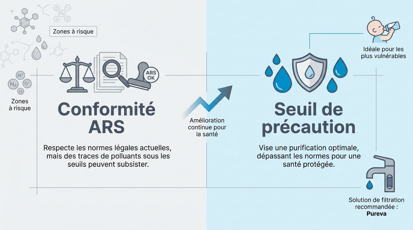 Comparaison entre les normes de conformité ARS et les seuils de précaution pour la santé