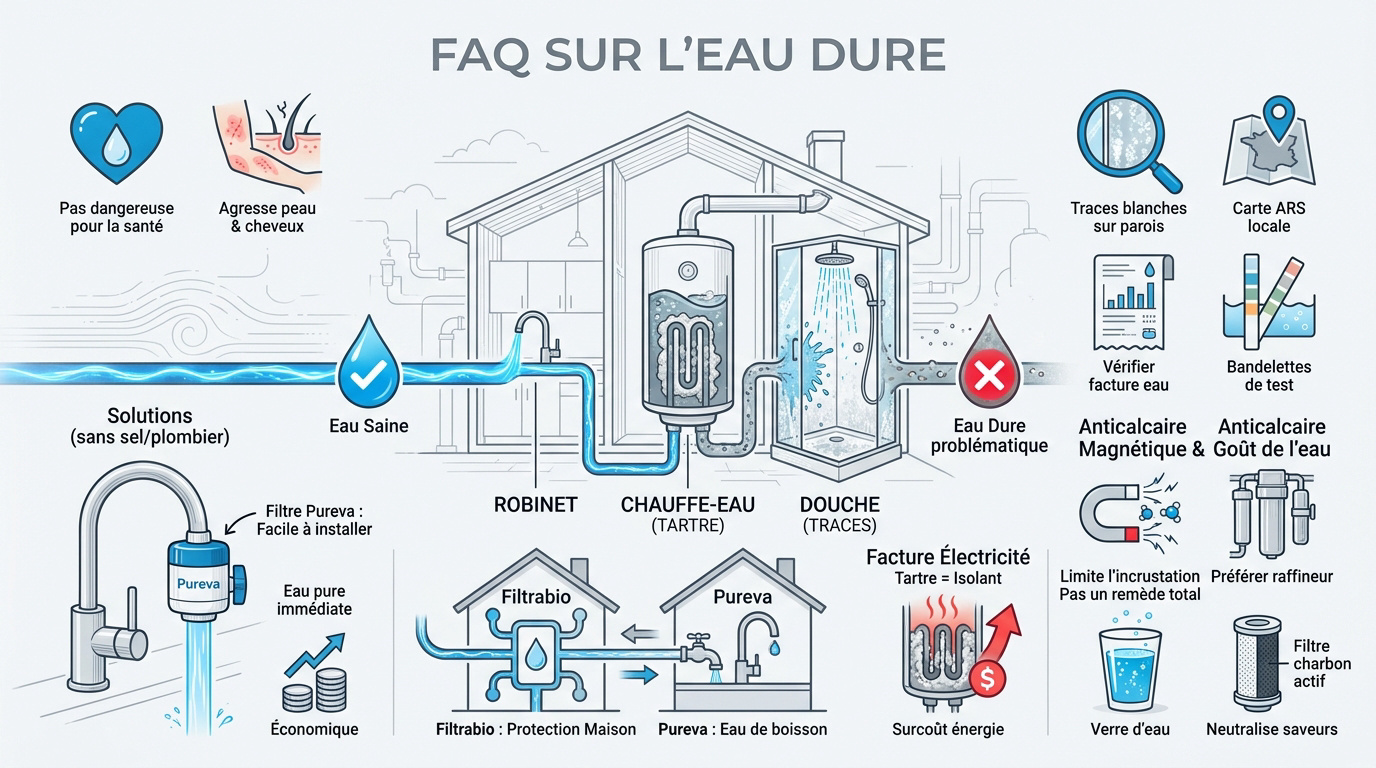 Illustration des impacts du calcaire et solutions de filtration pour l'eau domestique