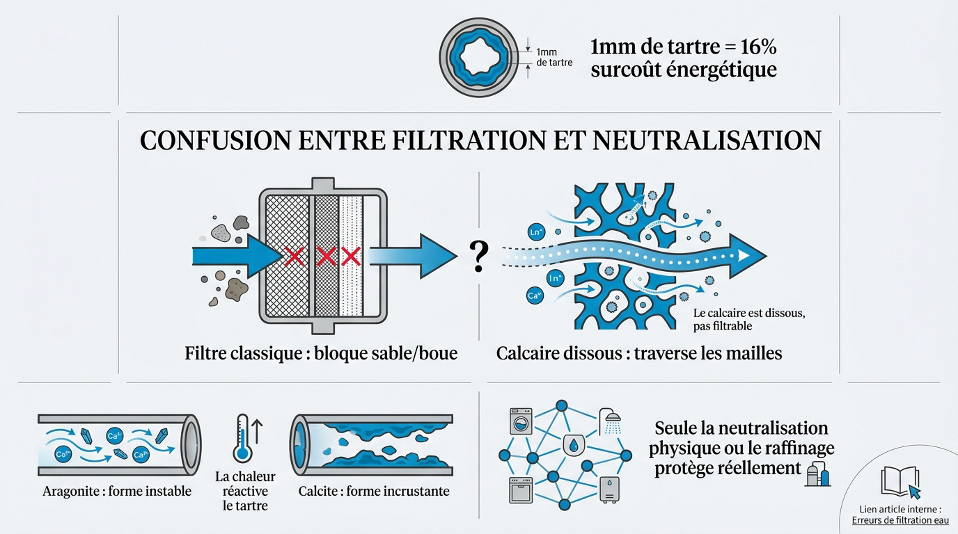 Comparaison technique entre la filtration mécanique et la neutralisation du calcaire