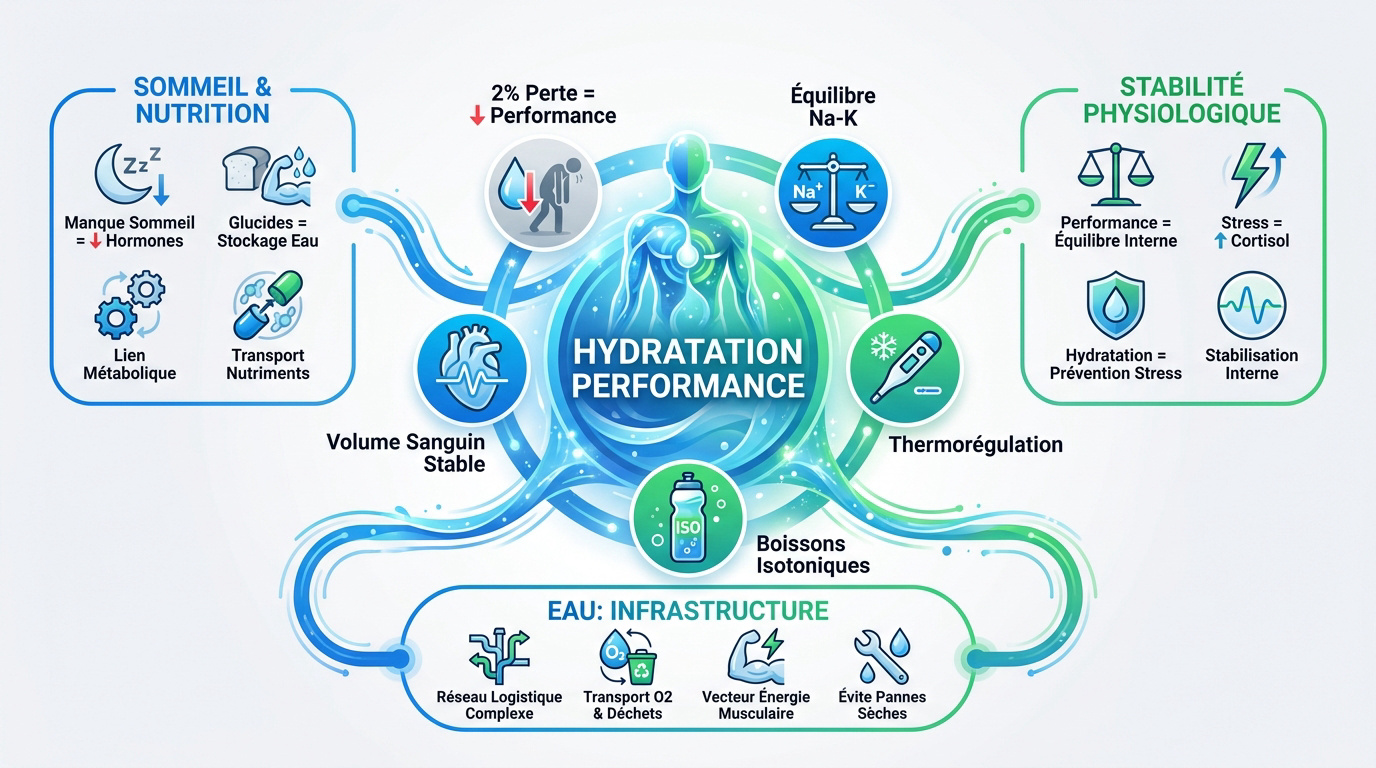 Représentation de l'équilibre hydrique et de la performance sportive