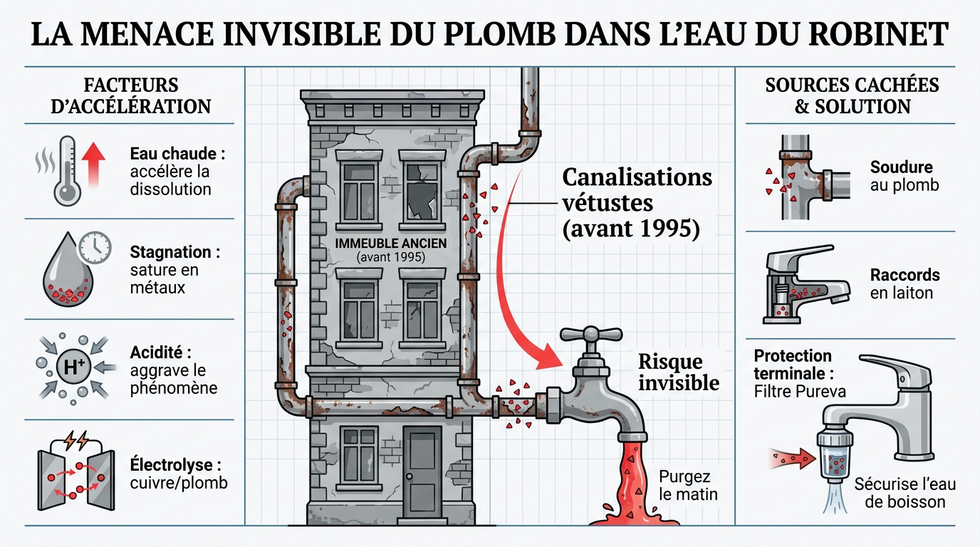 Illustration des risques liés aux anciennes canalisations en plomb dans l'habitat