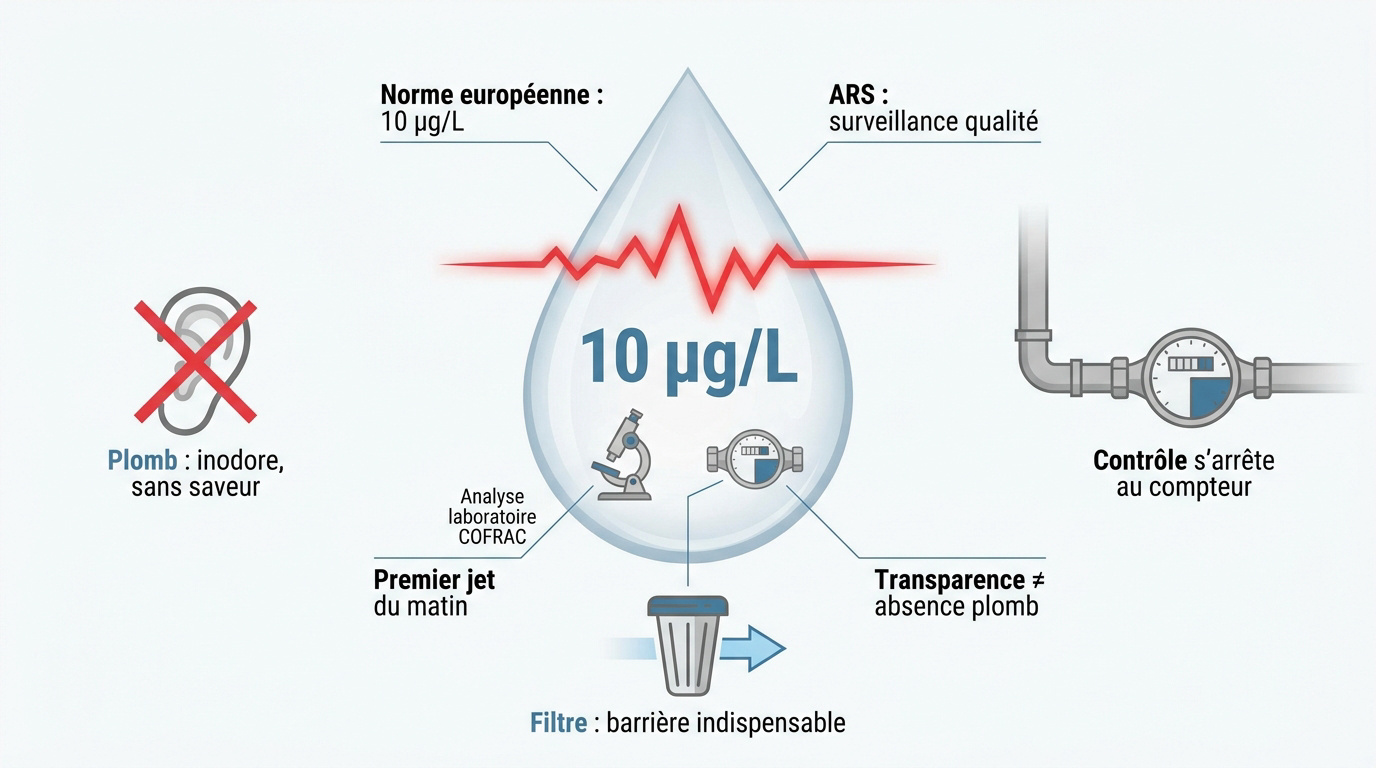Schéma des sources de contamination au plomb dans l'eau
