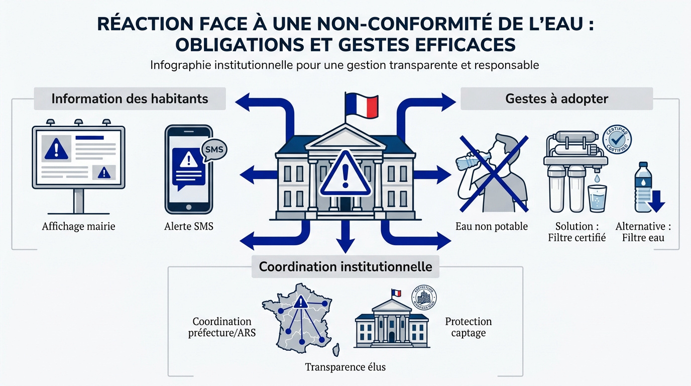 Affiche d'information municipale sur la qualité de l'eau potable