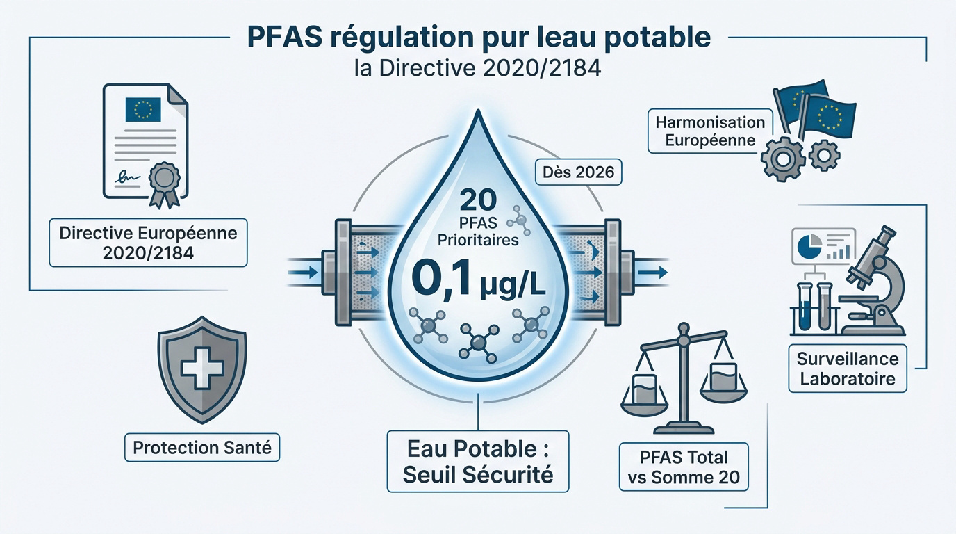 Réglementation européenne sur les PFAS dans l'eau potable et seuils de sécurité