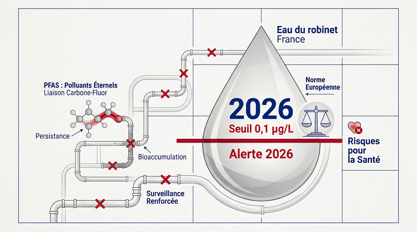 Analyse de la qualité de l'eau du robinet et seuils de PFAS en France