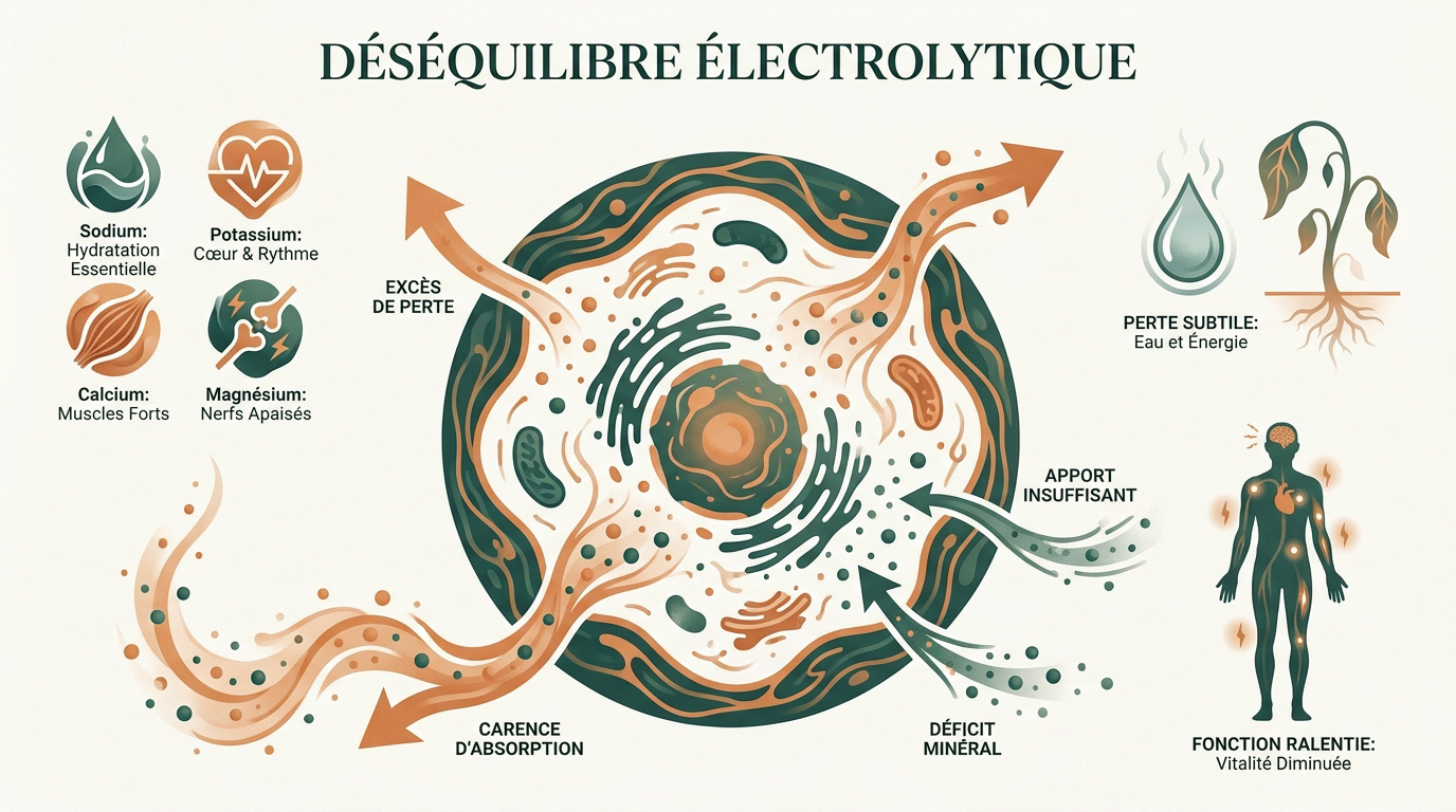 Schéma illustrant les échanges d'électrolytes au niveau de la cellule humaine