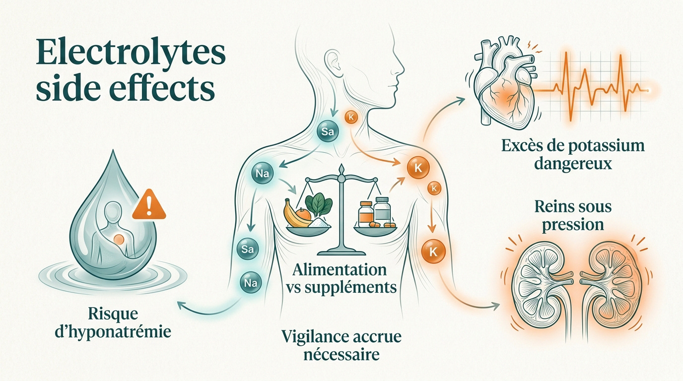 Illustration des mécanismes des électrolytes et des risques de surdosage