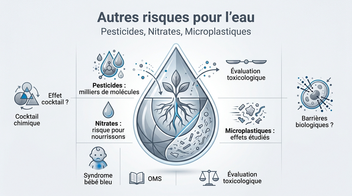 Représentation des sources de pollution de l'eau par les pesticides et nitrates agricoles