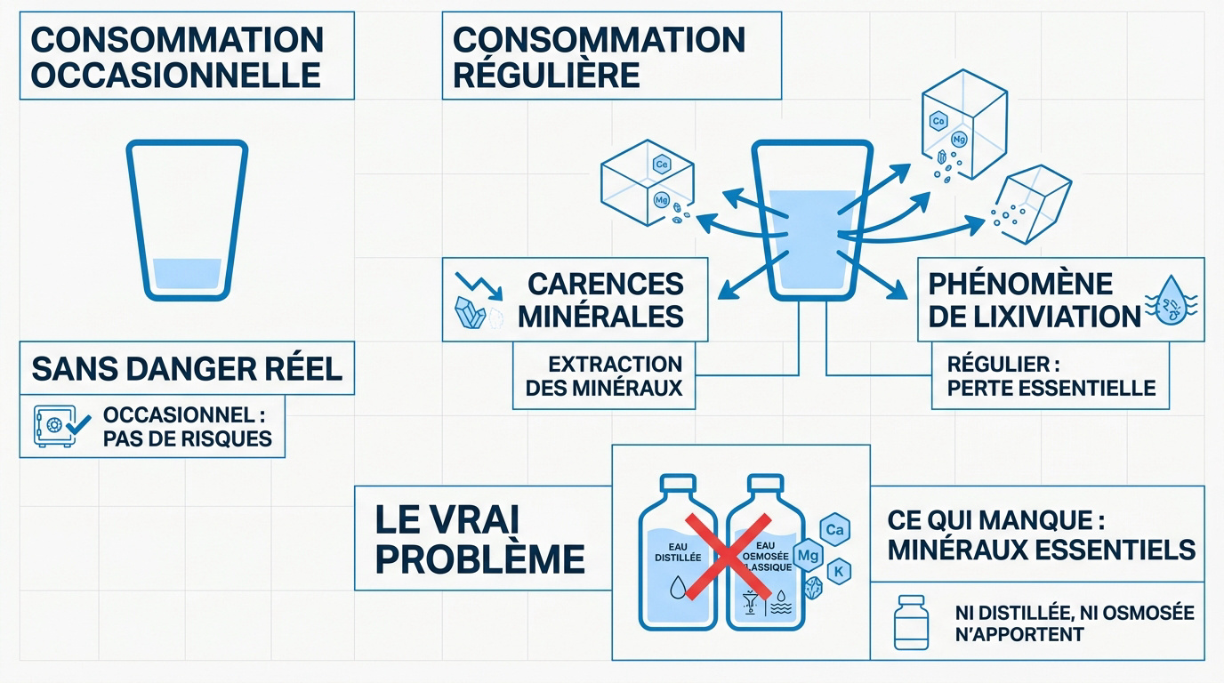 Risques de carences minérales liés à la consommation d'eau distillée et osmosée