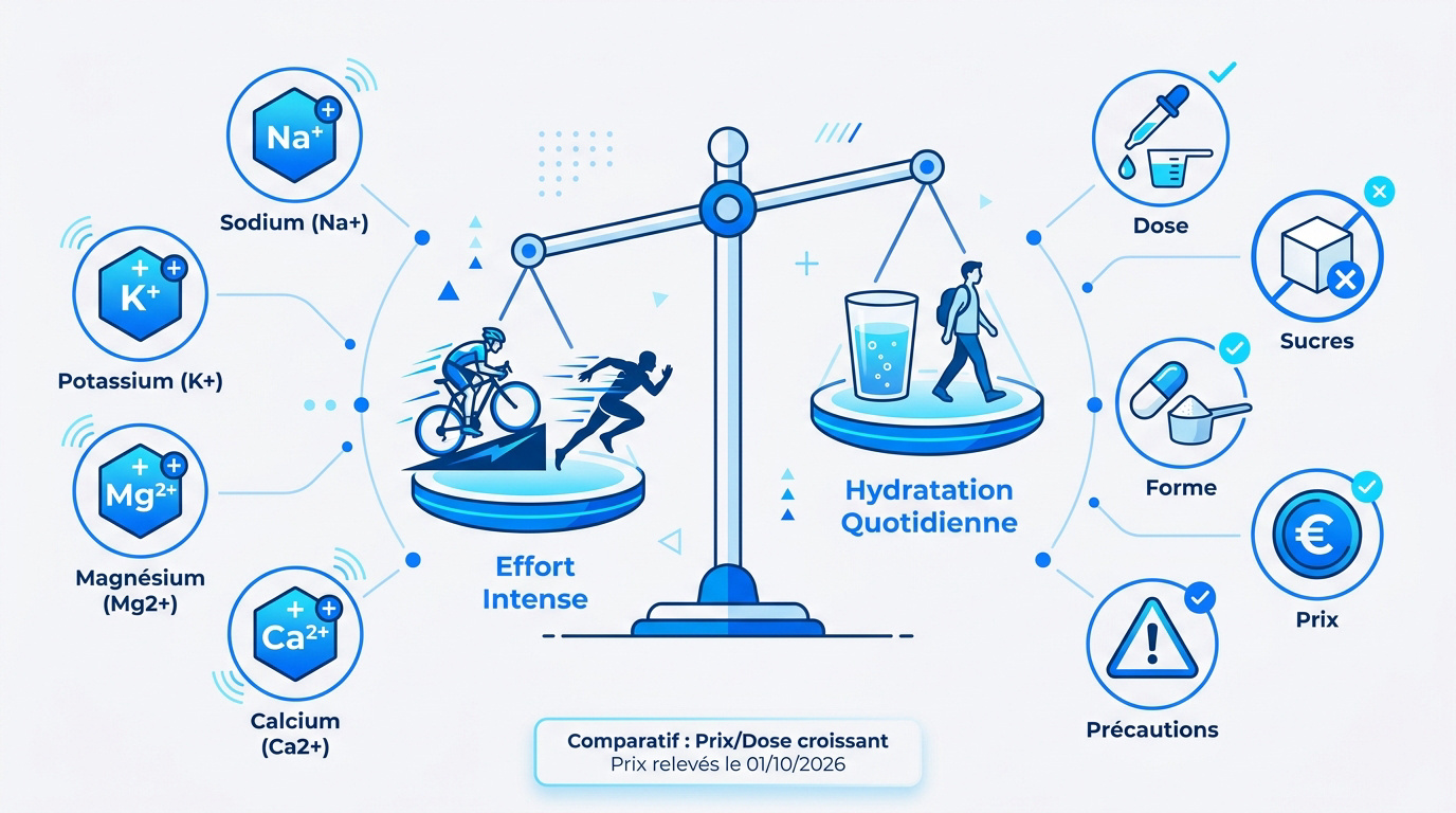 Comparaison entre les besoins en électrolytes pour l'effort intense et l'hydratation quotidienne