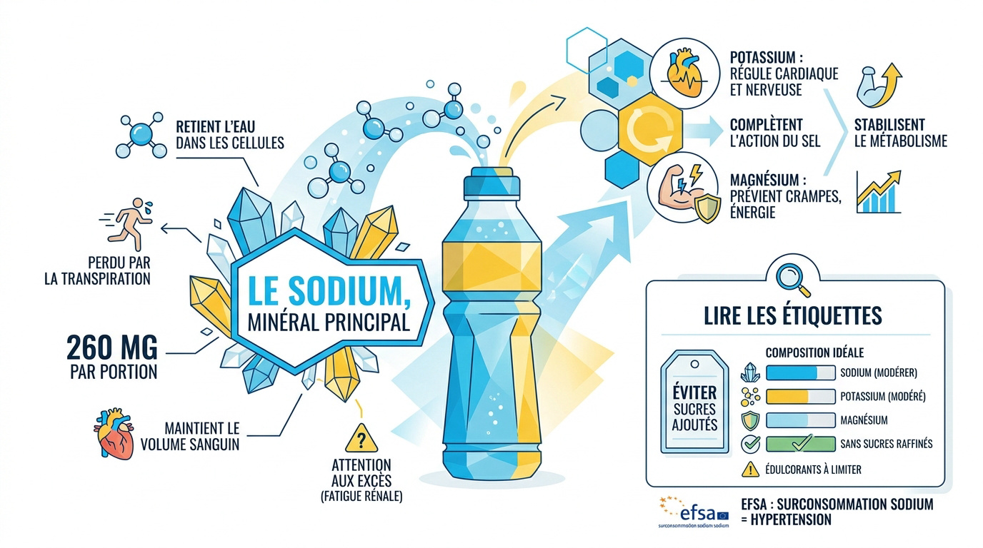 gros plan sur des cristaux de sel représentant le sodium pour l'hydratation sportive